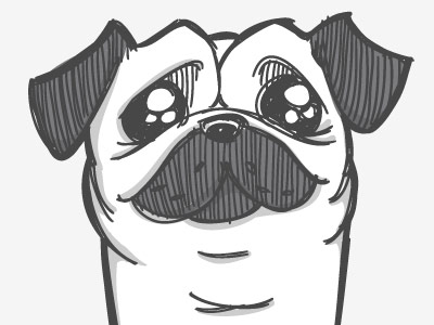 400x300 Olive - Pug Cartoon Drawing