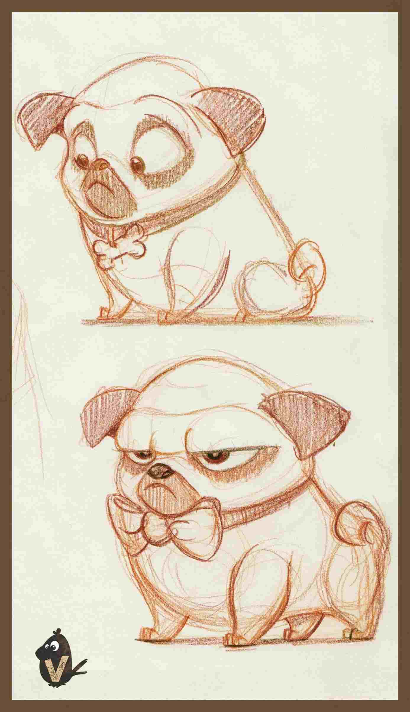 1386x2407 pug cartoon drawing - Pug Cartoon Drawing