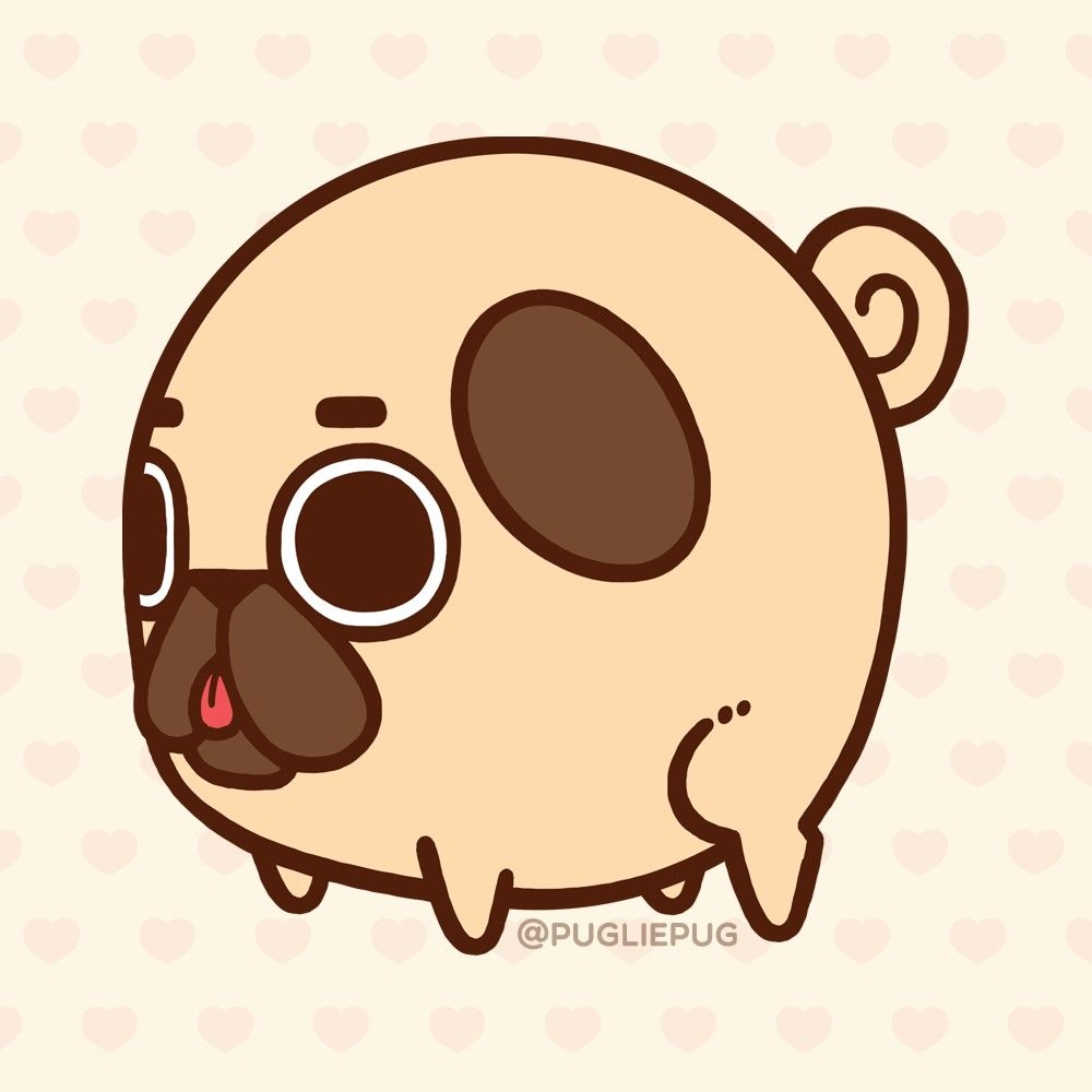 1000x1000 Follow Nha Follow Me - Pug Cartoon Drawing