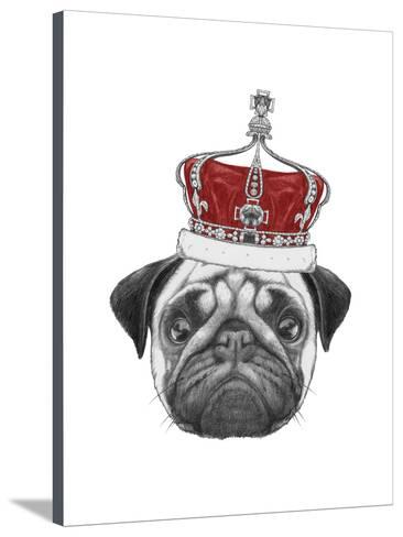 366x488 original drawing of pug dog with crown isolated on white - Pug Dog Drawing
