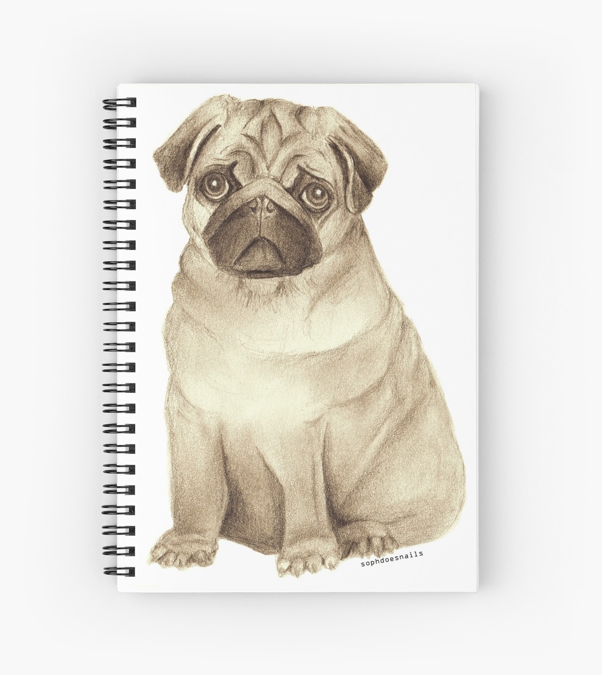 1171x1313 Pug Drawing Spiral Notebooks - Pug Drawing