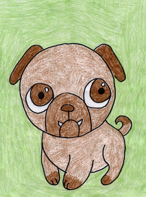 504x679 draw a pug art projects for kids - Pug Drawing
