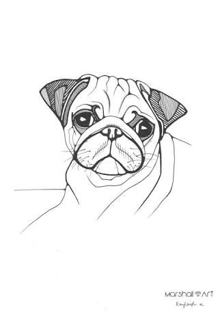 322x456 Resultado De Imagem Para Pug Line Drawing Simple Neve's Stuff - Pug Drawing Simple
