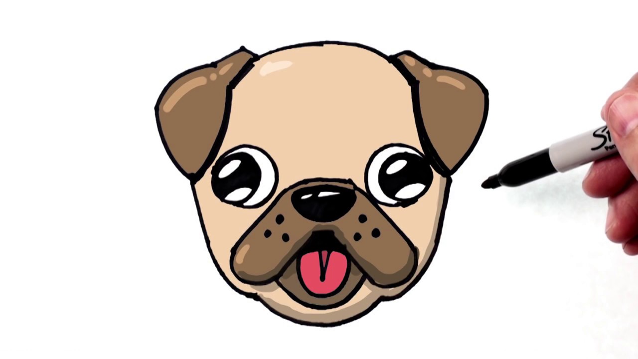 1280x720 How To Draw A Cute Dog Emoji Pug For Beginners Step - Pug Face Drawing