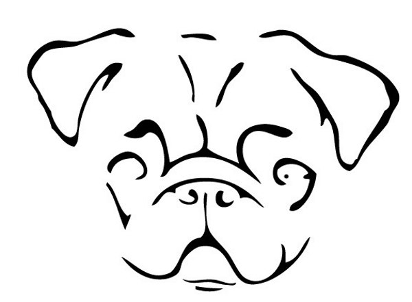 600x441 Pug Face Decal - Pug Face Drawing
