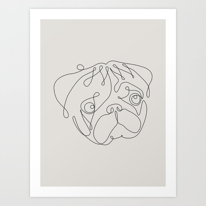 700x700 One Line Pug Art Print - Pug Line Drawing