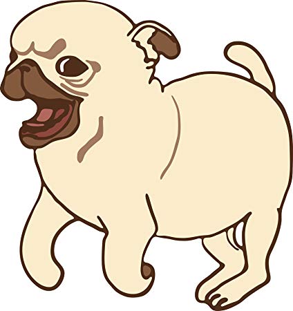 424x450 Adorable Pug Puppy Dog Cartoon Drawing Vinyl Decal - Pug Puppy Drawing