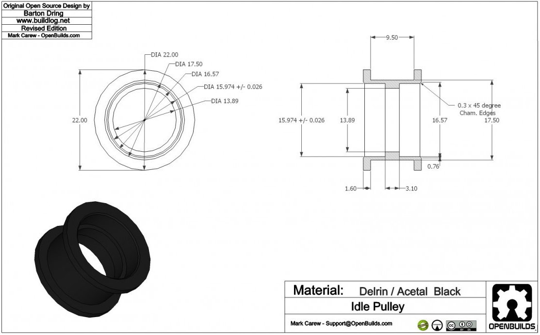 1113x691 smooth idler pulley - Pulley Drawing