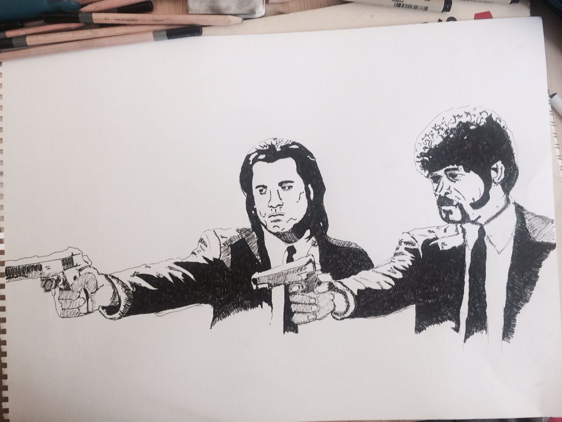 1136x852 Pen Drawing - Pulp Fiction Drawing