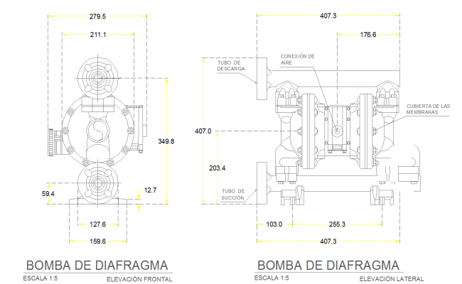 650x400 diaphragm pump cad drawing - Pump Drawing