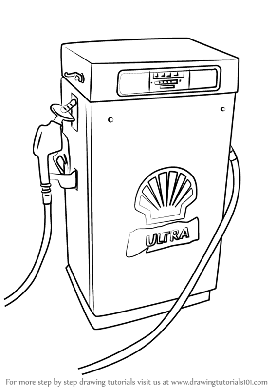 567x800 learn how to draw a gas pump - Pump Drawing