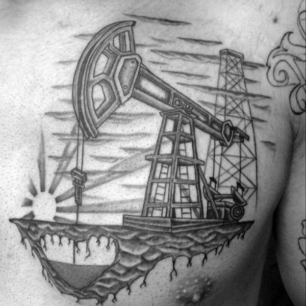 600x600 oilfield tattoos for men - Pump Jack Drawing