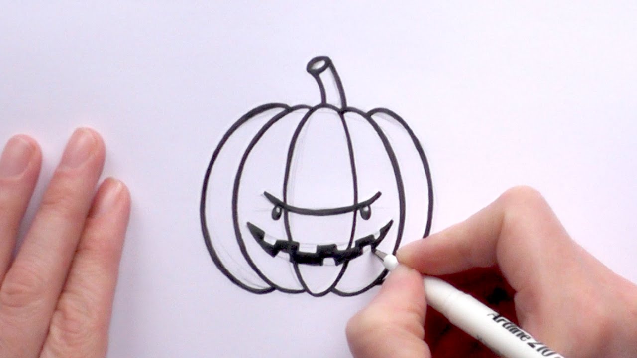 1280x720 How To Draw A Cartoon Scary Pumpkin For Halloween - Pumpkin Cartoon Drawing