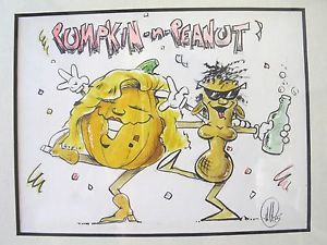 300x225 Original Pumpkin N Peanut Cartoon Drawing Artwork - Pumpkin Cartoon Drawing