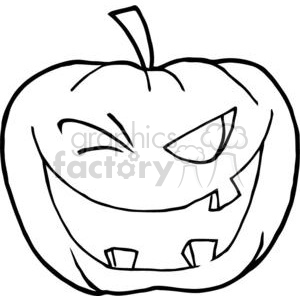 300x300 black and white halloween jack o lantern winking clipart royalty - Pumpkin Cartoon Drawing