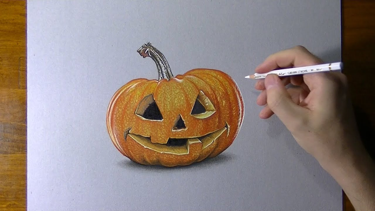 1280x720 Drawing Halloween Carved Pumpkin - Pumpkin Drawing