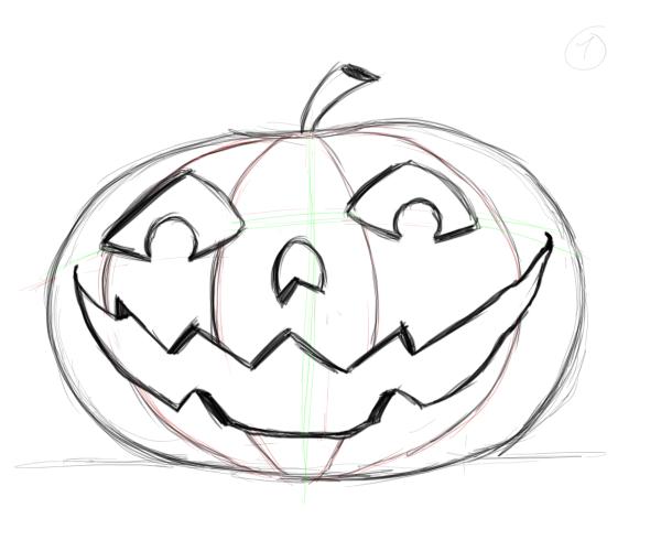 600x500 Drawing Pumpkin Faces - Pumpkin Drawing