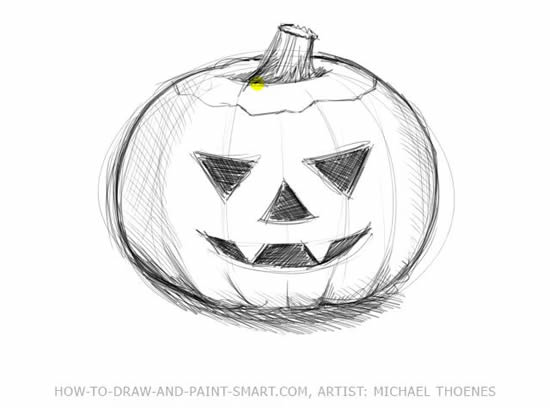 550x408 How To Draw Halloween - Pumpkin Drawing Easy