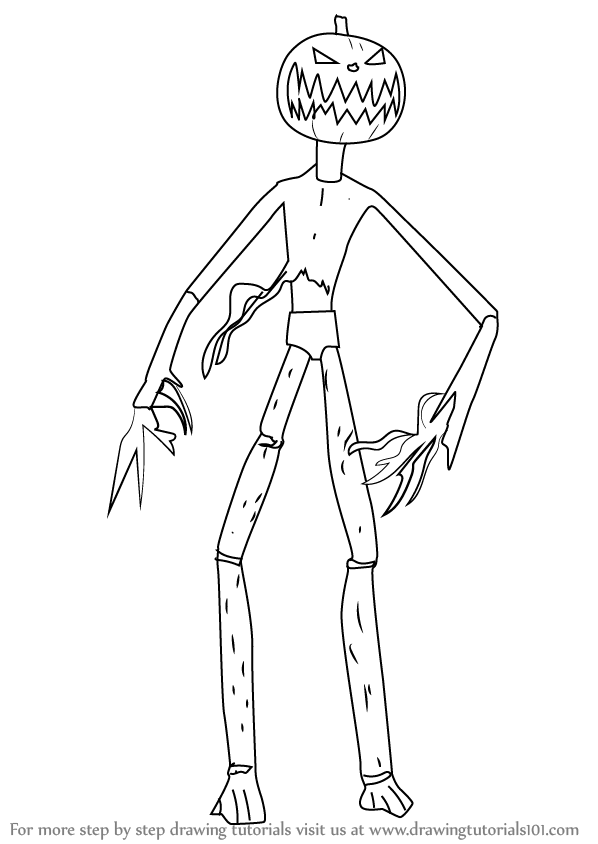 598x844 Learn How To Draw Pumpkin King From The Nightmare Before Christmas - Pumpkin Drawing Easy