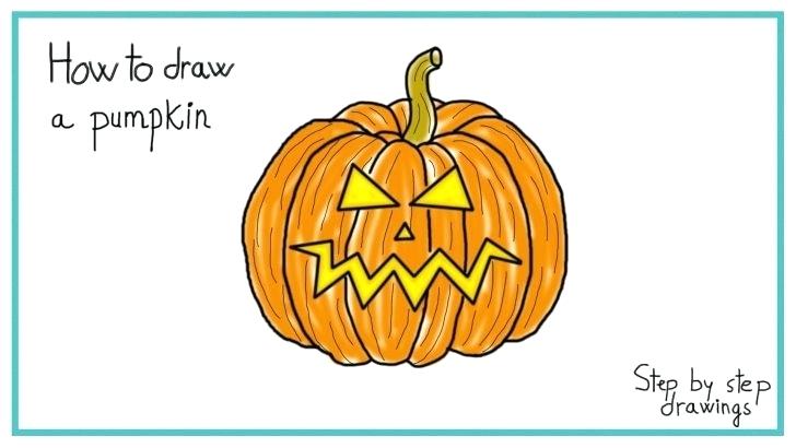 728x410 medium size of easy scary pumpkin drawing contest a step images - Pumpkin Drawing Easy