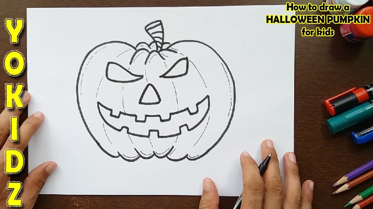 1280x720 How To Draw A Halloween Pumpkin For Kids - Pumpkin Drawing For Kids