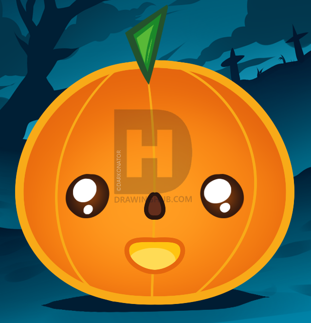 639x663 How To Draw A Halloween Pumpkin For Kids, Step - Pumpkin Drawing For Kids