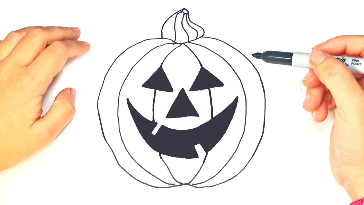 1280x720 how to draw a halloween pumpkin step - Pumpkin Drawing Halloween