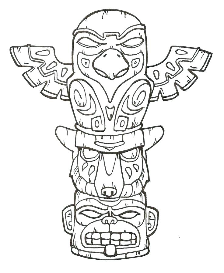 736x900 Faces Coloring Pages Totem Pole Eagle Drawing Symbols Emoji - Pumpkin Drawing Pages