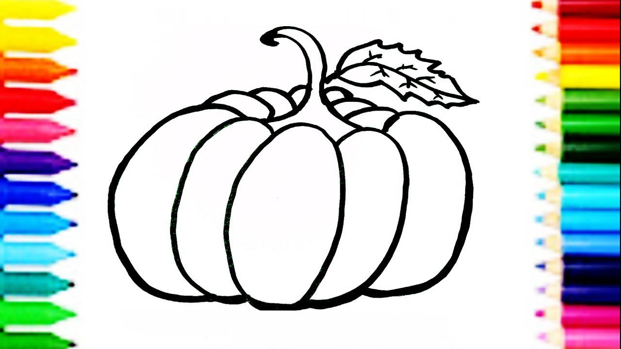 1280x720 How To Draw Pumpkin Coloring Pages Kids Learn Drawing Art Colors - Pumpkin Drawing Pages