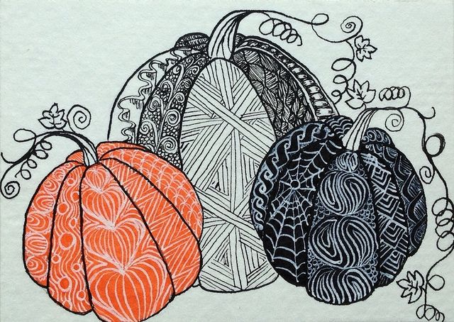 640x454 Zentangled Pumpkins Grade Art Projects Pumpkin Art - Pumpkin Drawing Patterns