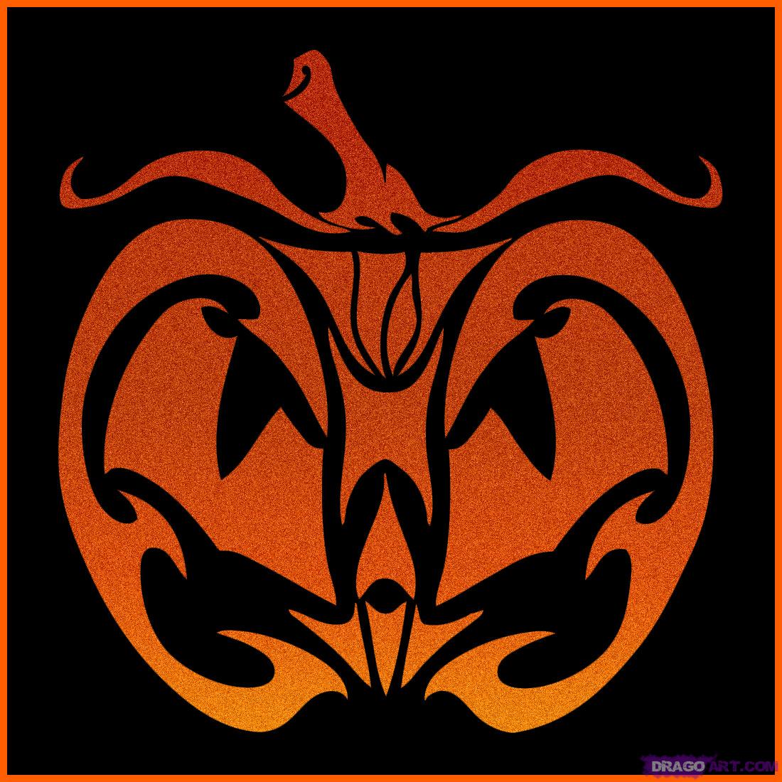 1100x1100 How To Draw A Tribal Pumpkin Face, Step - Pumpkin Faces Drawing