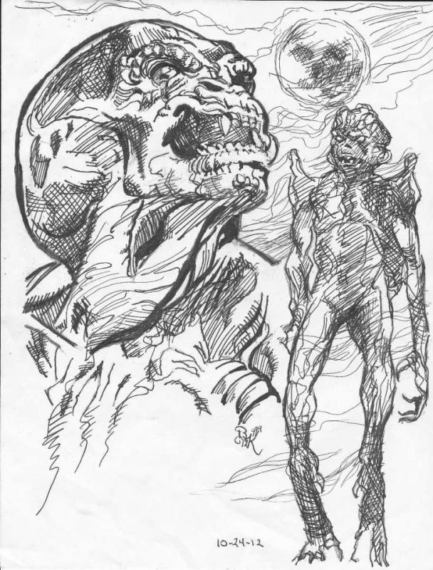 608x800 lilith and gilgamesh tarot - Pumpkin Head Drawing