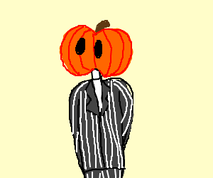 300x250 Person In Black Skin Suit With A Pumpkin Head Drawing - Pumpkin Head Drawing