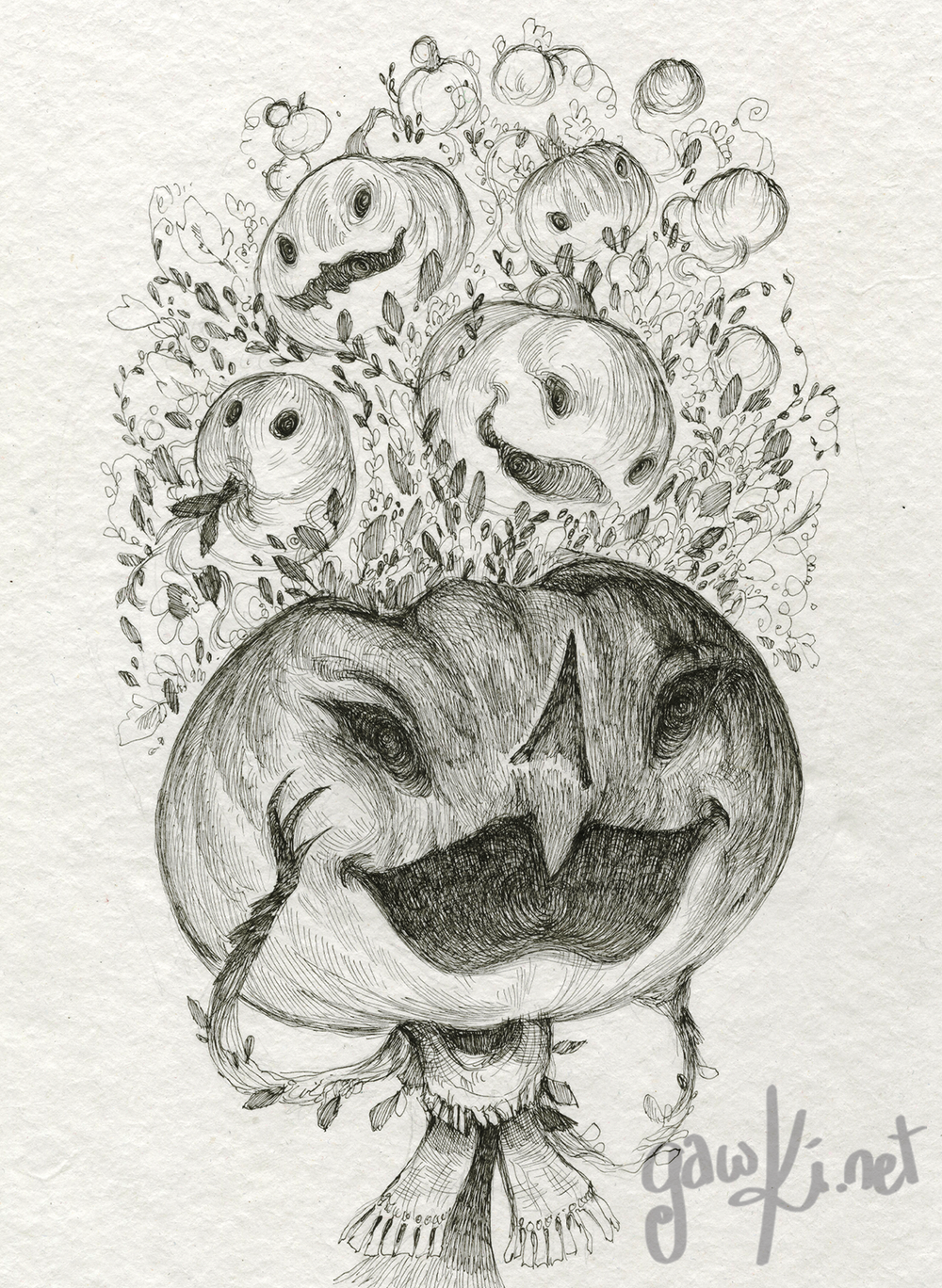 1000x1368 Pumpkin Head Gawki - Pumpkin Head Drawing