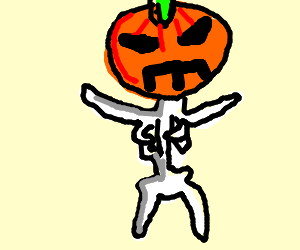 300x250 Skeleton With A Pumpkin Head Drawing - Pumpkin Head Drawing