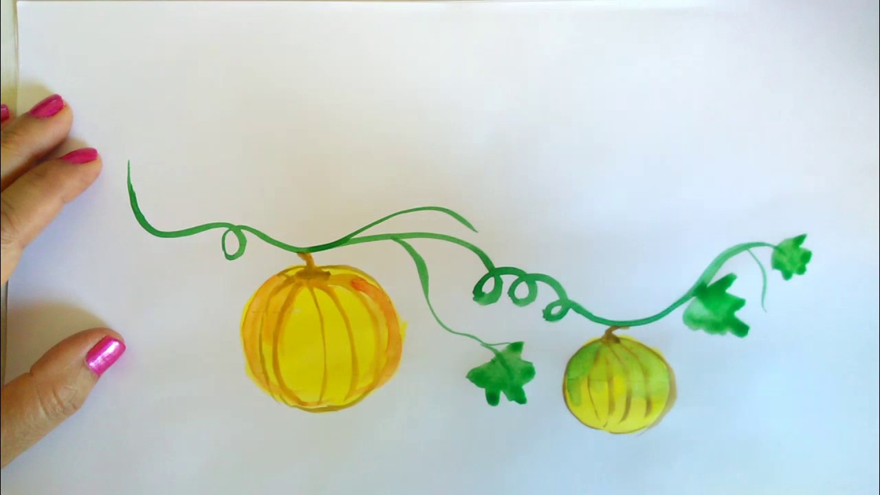 1280x720 how to draw a pumpkin watercolor art workshop for beginners - Pumpkin Leaf Drawing