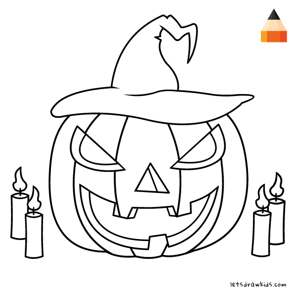 600x600 How To Draw Pumpkin For Halloween - Pumpkin Line Drawing