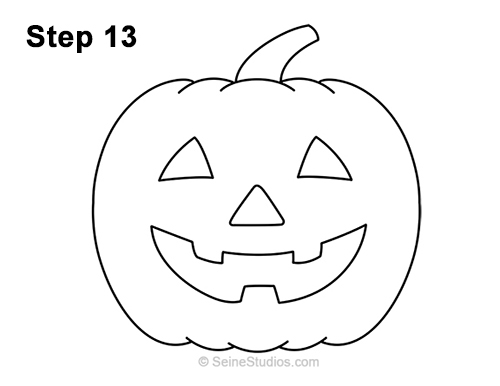 500x386 How To Draw A Halloween Pumpkin - Pumpkin Line Drawing