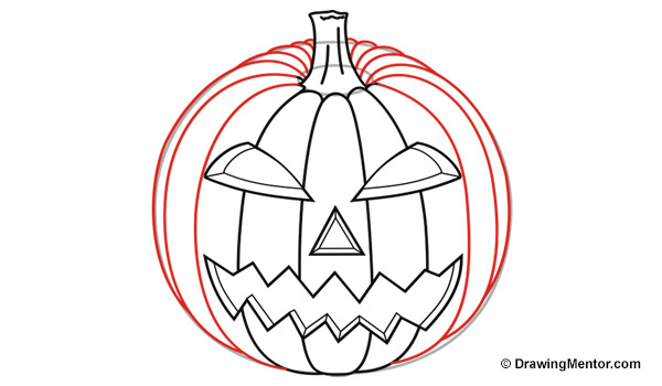 600x350 How To Draw A Pumpkin Step - Pumpkin Line Drawing