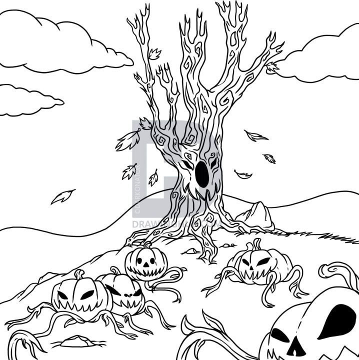 718x720 how to draw a pumpkin patch, step - Pumpkin Patch Drawing