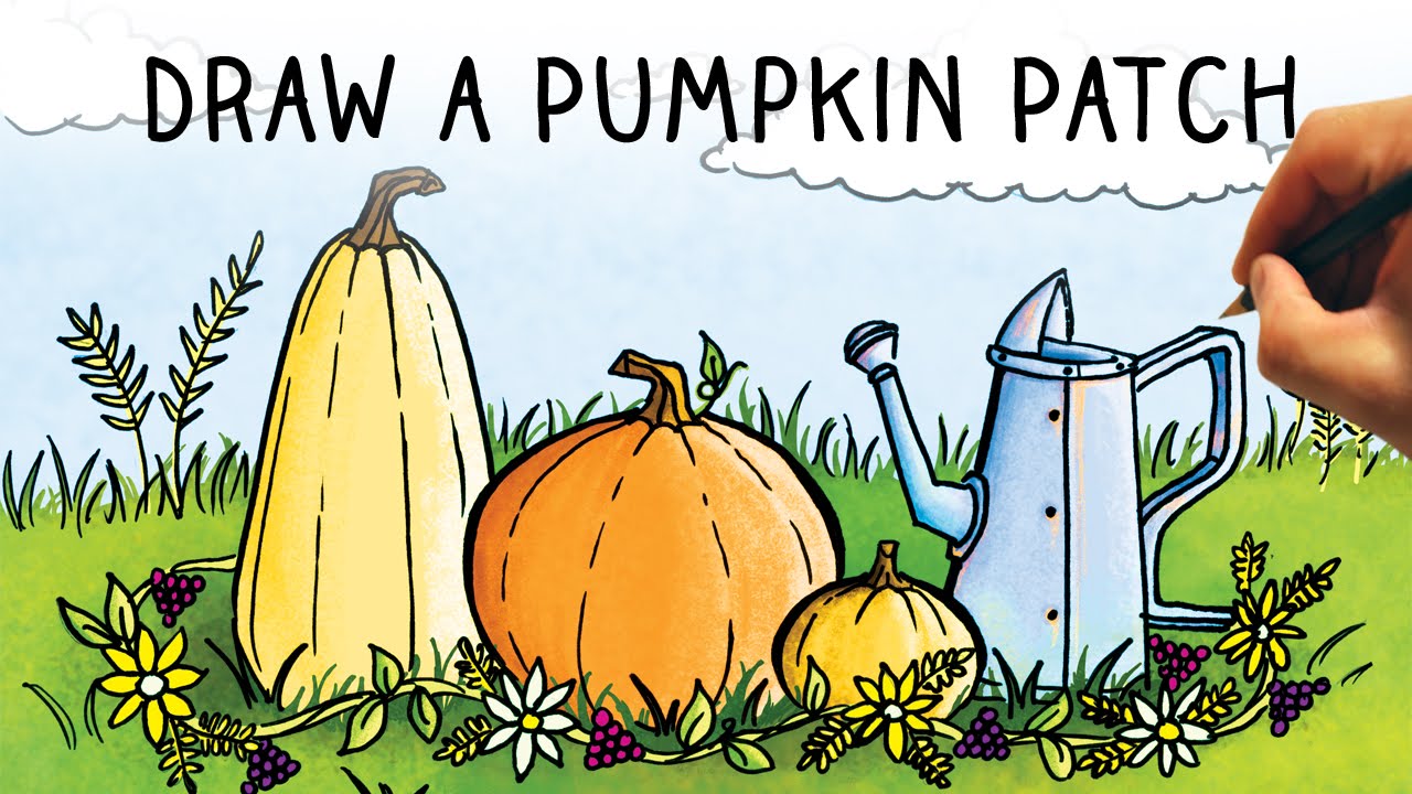 1280x720 how to draw a pumpkin patch - Pumpkin Patch Drawing