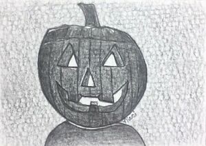 300x212 halloween jack o lantern pumpkin aceo original pencil drawing art - Pumpkin Pencil Drawing