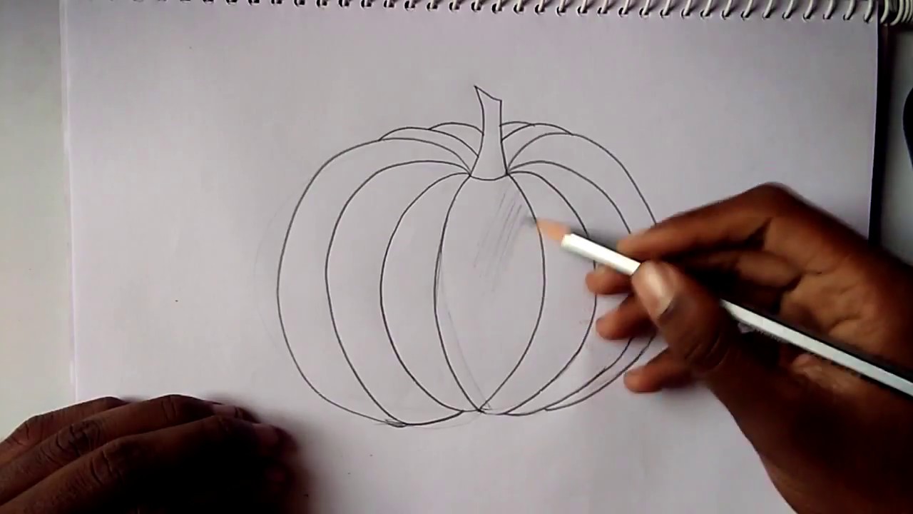 1280x720 How To Draw Pumpkin Step - Pumpkin Pencil Drawing