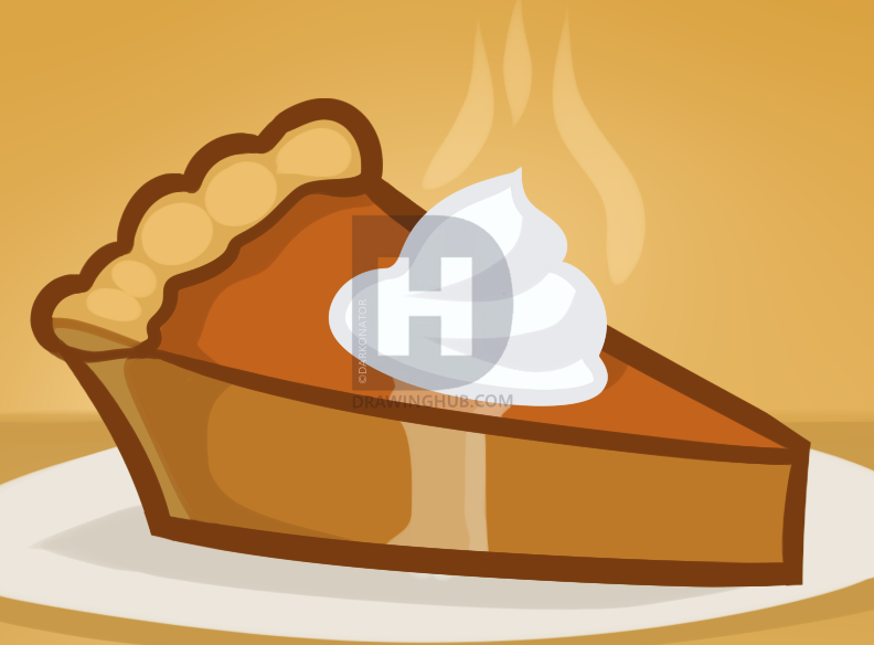 792x584 how to draw pumpkin pie, step - Pumpkin Pie Drawing
