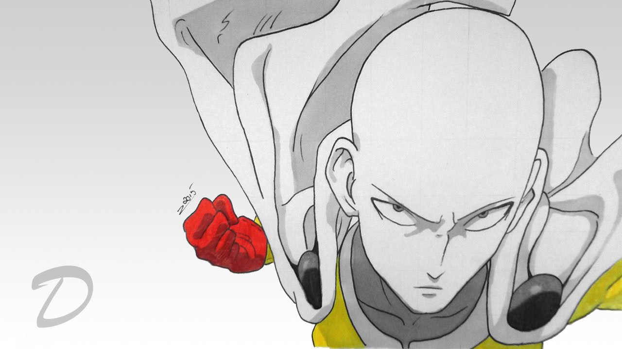 1280x720 speed drawing of saitama - Punch Drawing