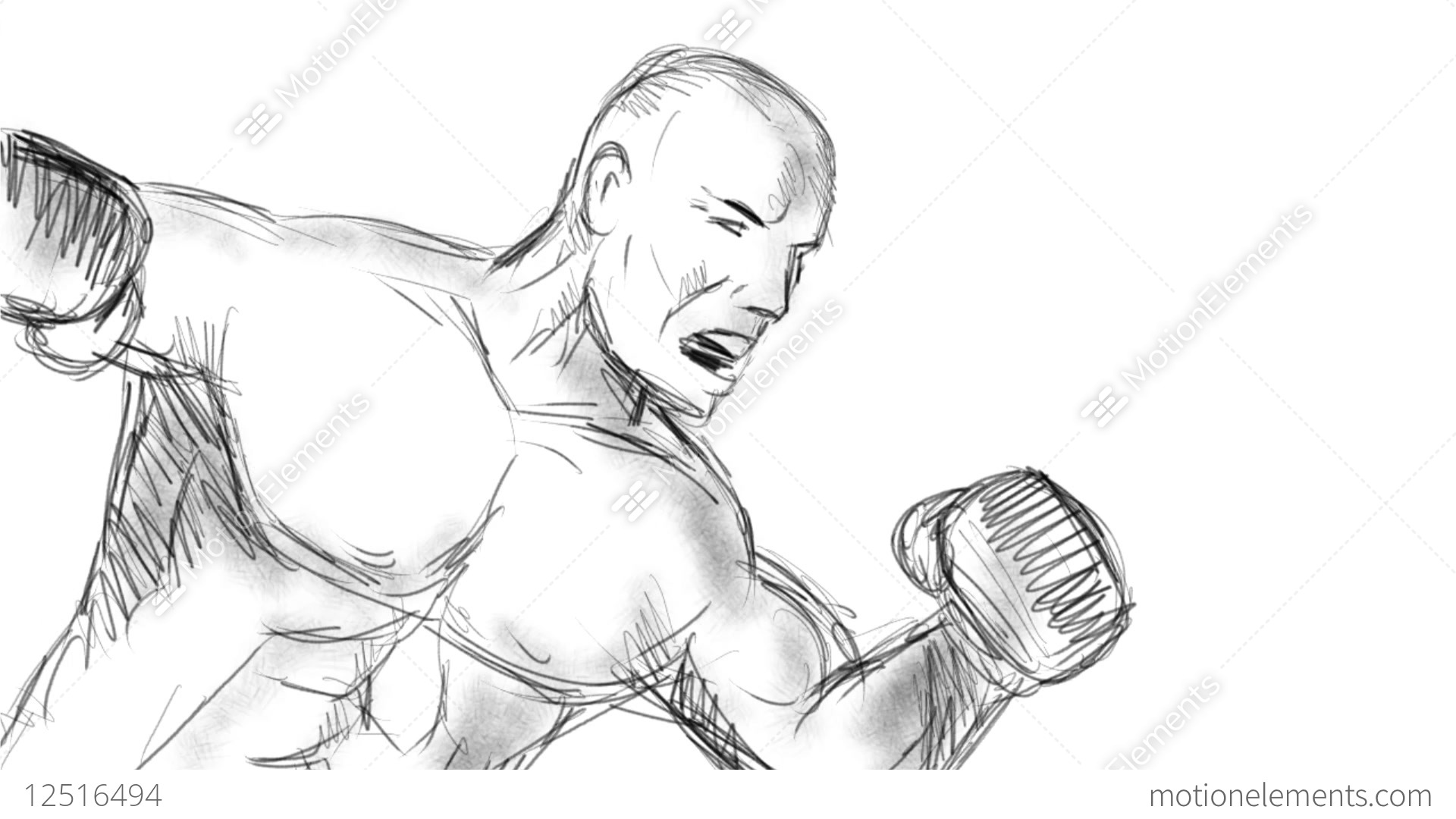 1920x1080 boxer knockout punch drawing animation stock animation - Punch Drawing
