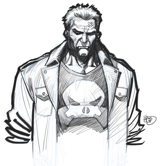 624x650 punisher drawing easy for free download - Punisher Drawing