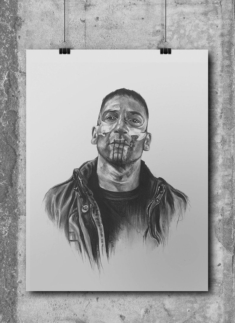 794x1092 punisher art print frank castle wall art gifts gothic home etsy - Punisher Drawing