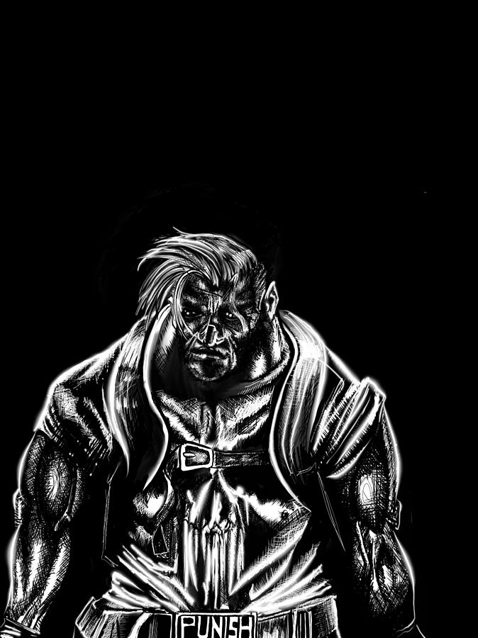 674x900 punisher bw drawing - Punisher Drawing