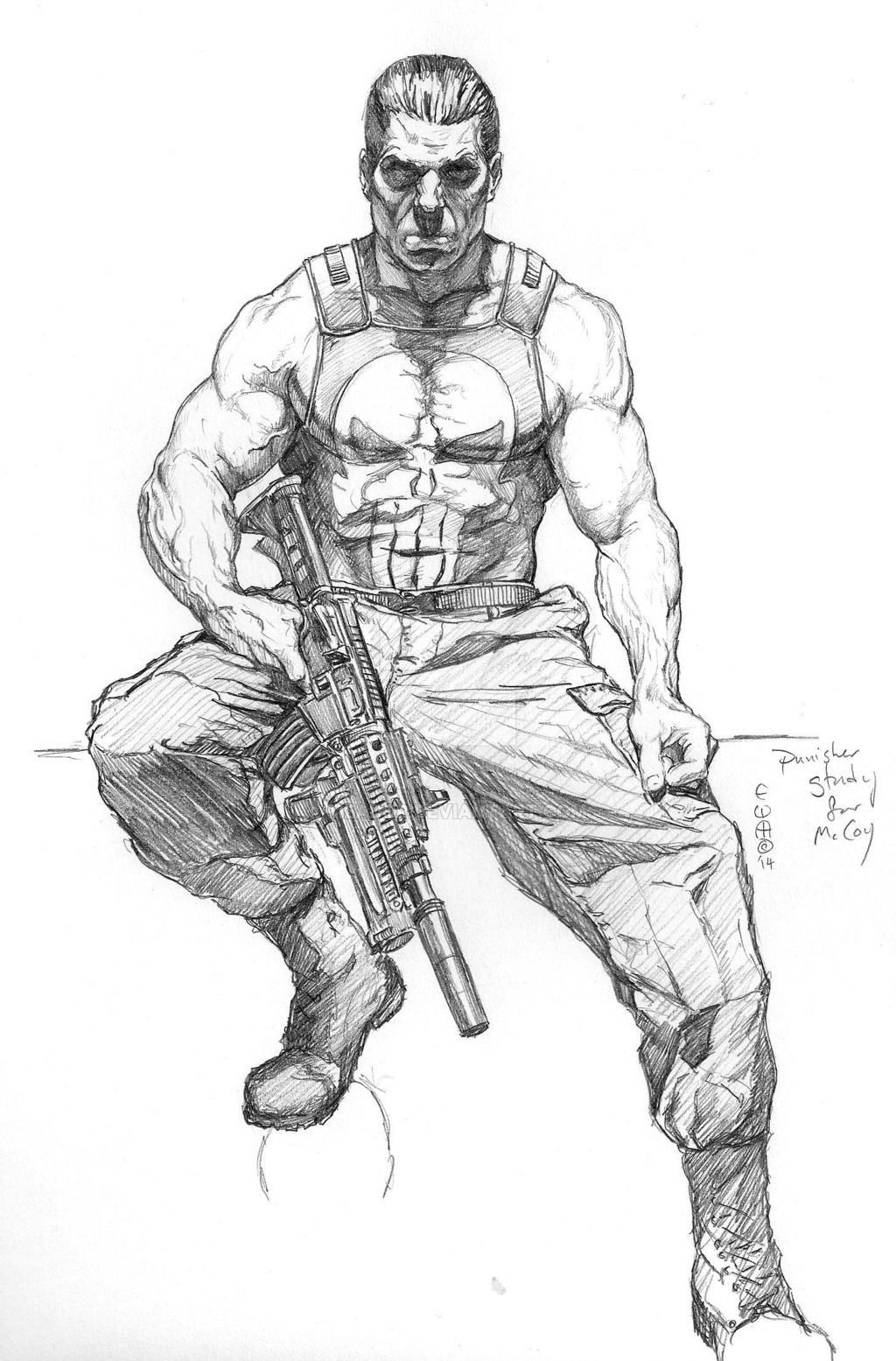 1024x1555 punisher sketch study - Punisher Drawing